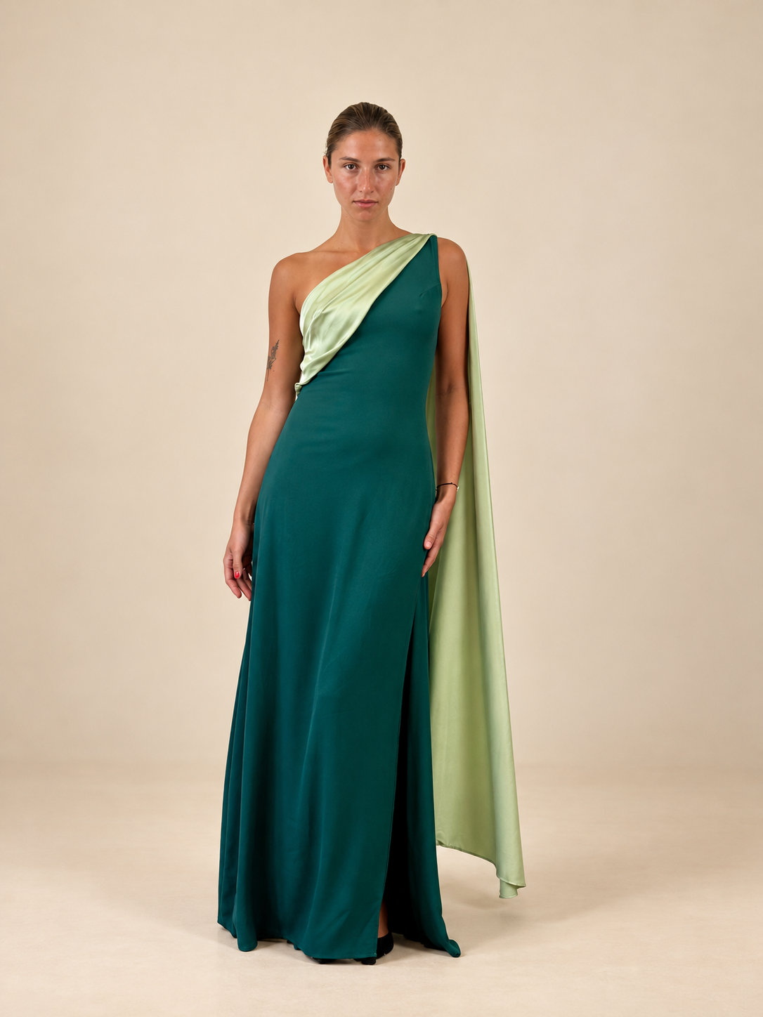 Robe de cérémonie bicolore une épaule à étole - Cagliari V2