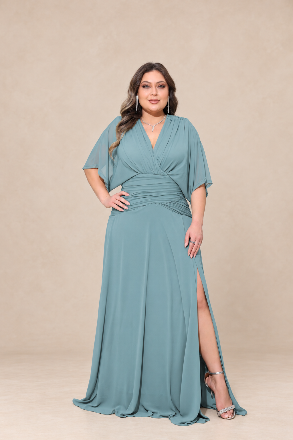Robe de cérémonie grande taille manches kimono - Sunnyville