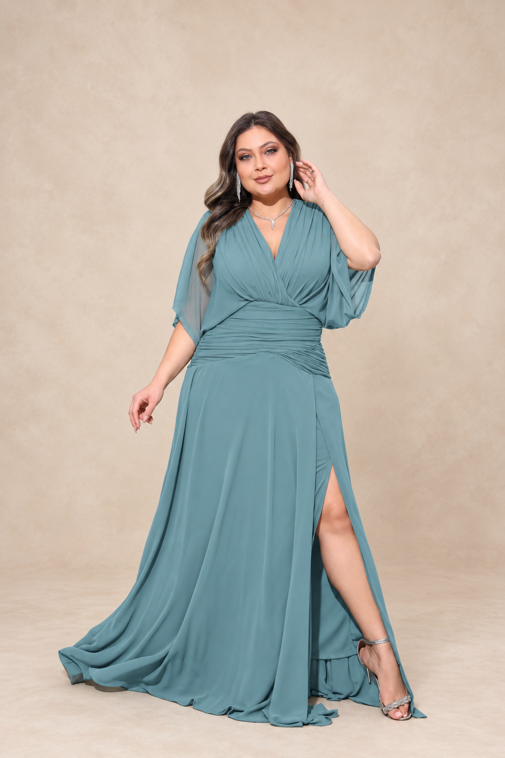 Robe de cérémonie grande taille manches kimono - Sunnyville