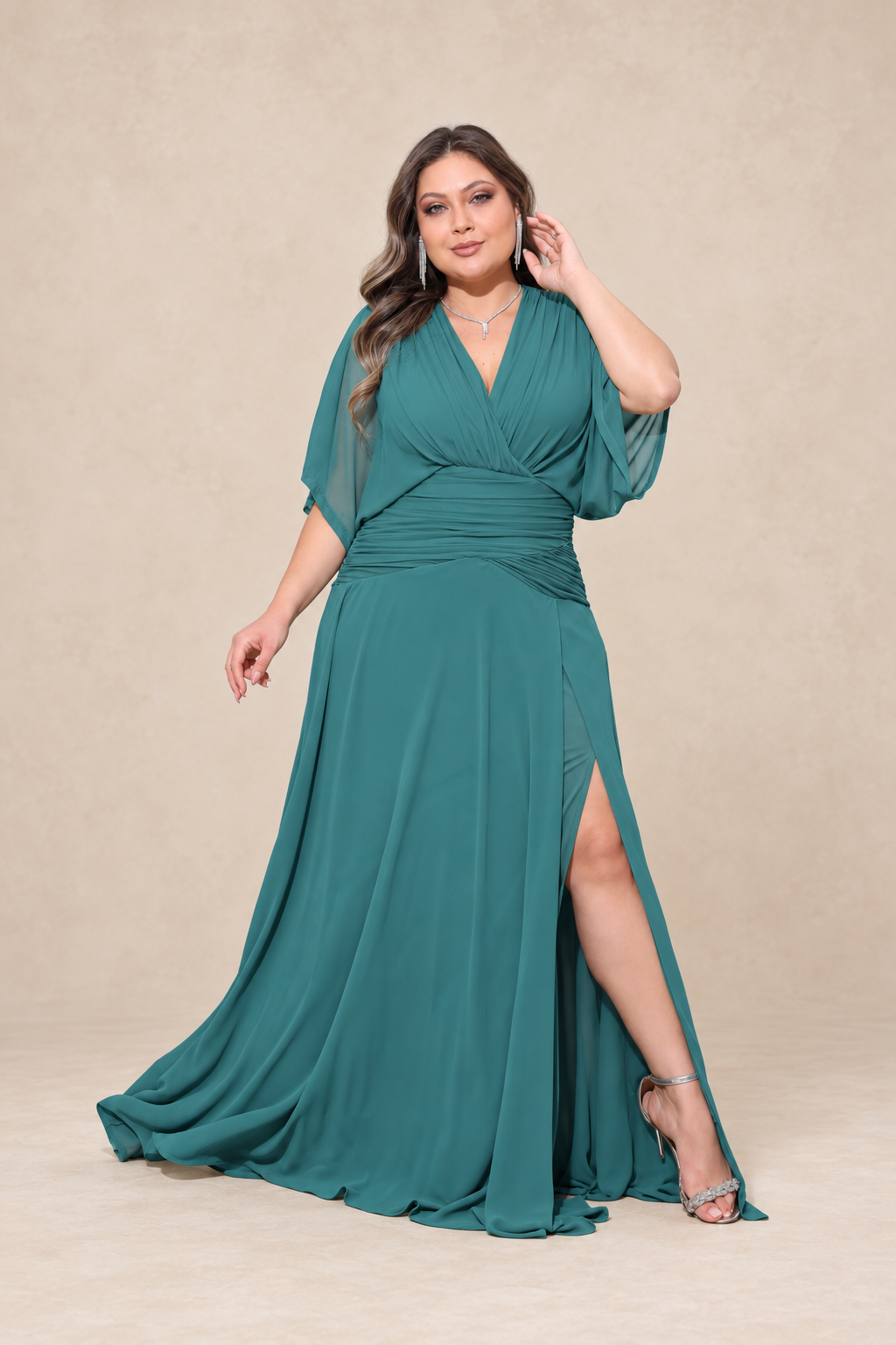 Robe de cérémonie grande taille manches kimono - Sunnyville