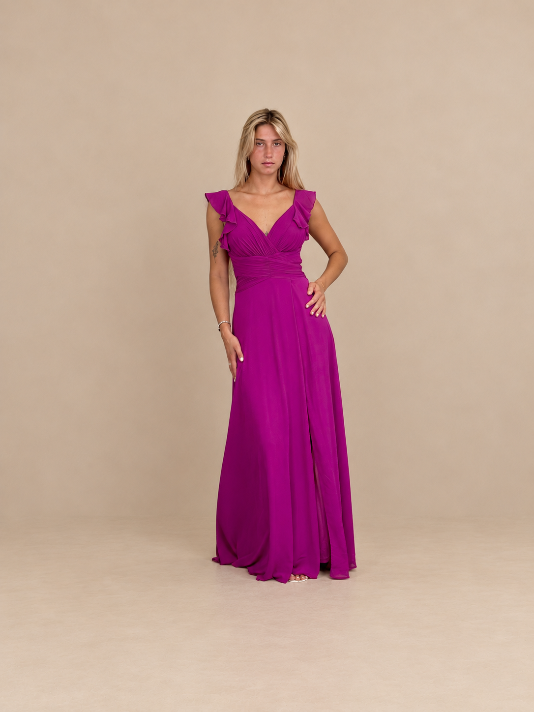 Robe de cérémonie longue cache-cœur - Bastia