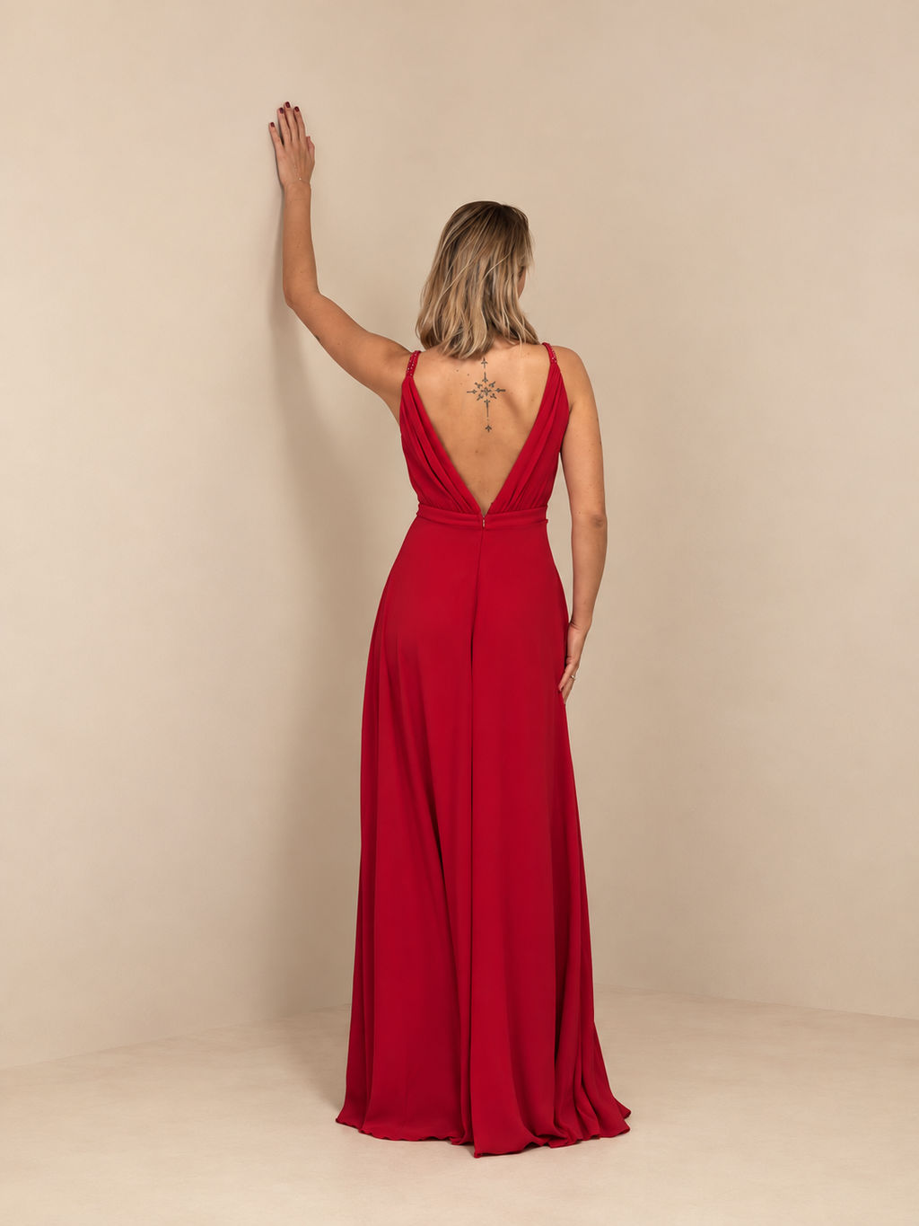 Robe de cérémonie longue décolleté croisé - Pekin