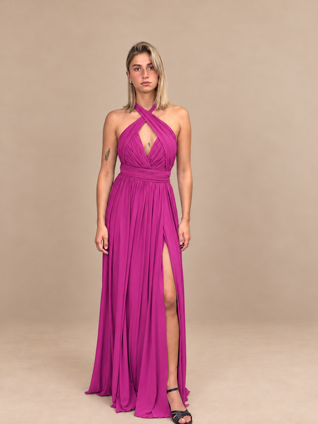 Robe de cérémonie longue dos noué - Izmir