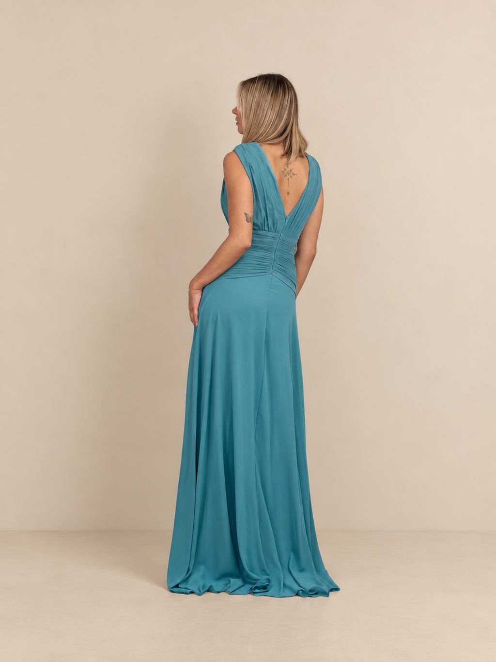 Robe de cérémonie longue à manches drapées - Tocca