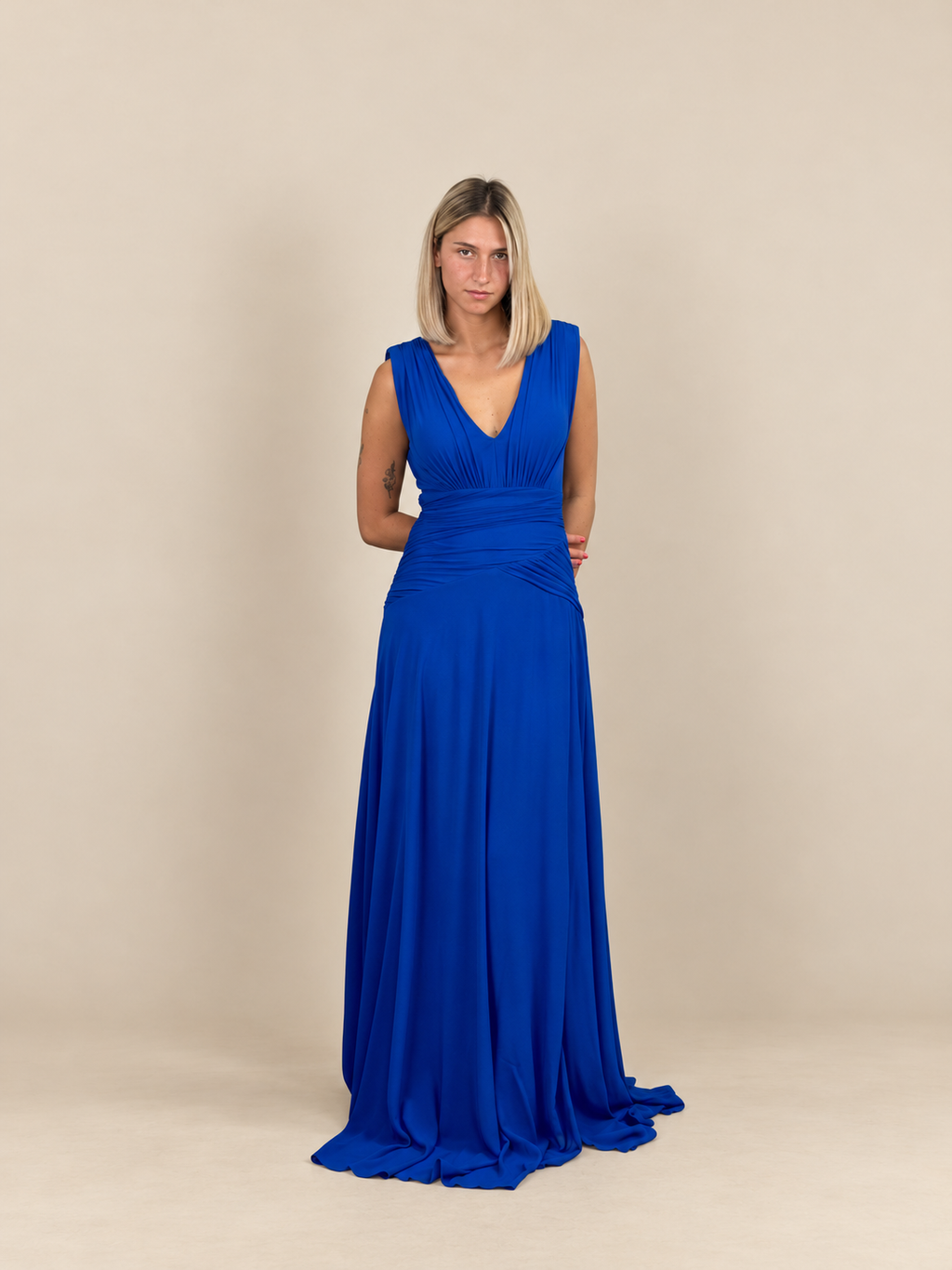 Robe de cérémonie longue à manches drapées - Tocca