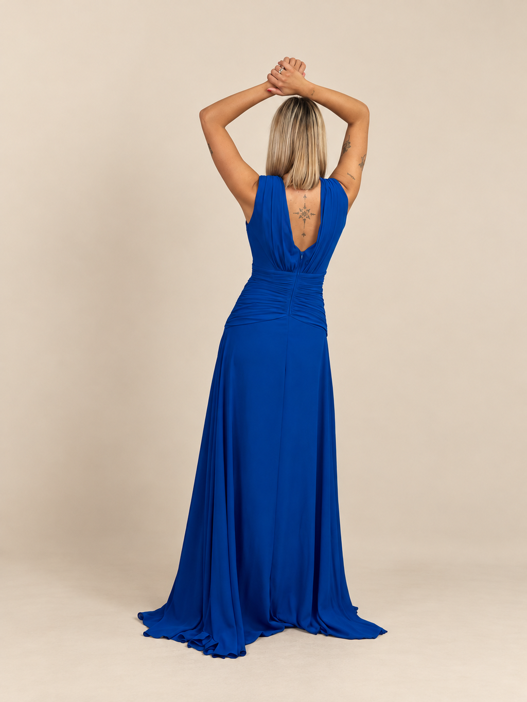 Robe de cérémonie longue à manches drapées - Tocca