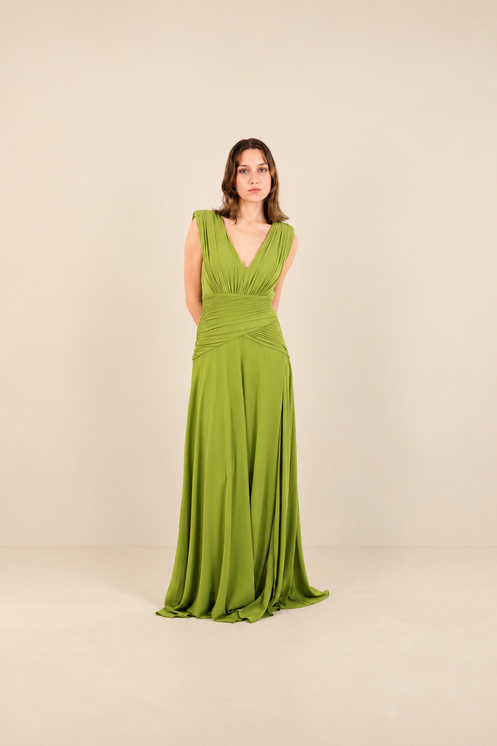 Robe de cérémonie longue à manches drapées - Tocca