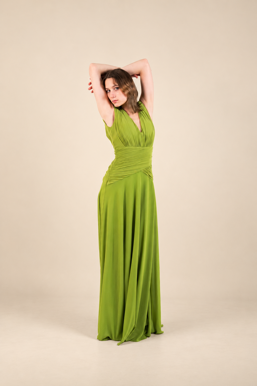Robe de cérémonie longue à manches drapées - Tocca