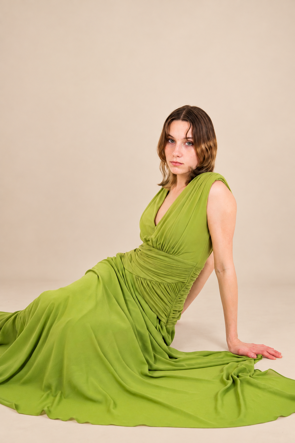 Robe de cérémonie longue à manches drapées - Tocca