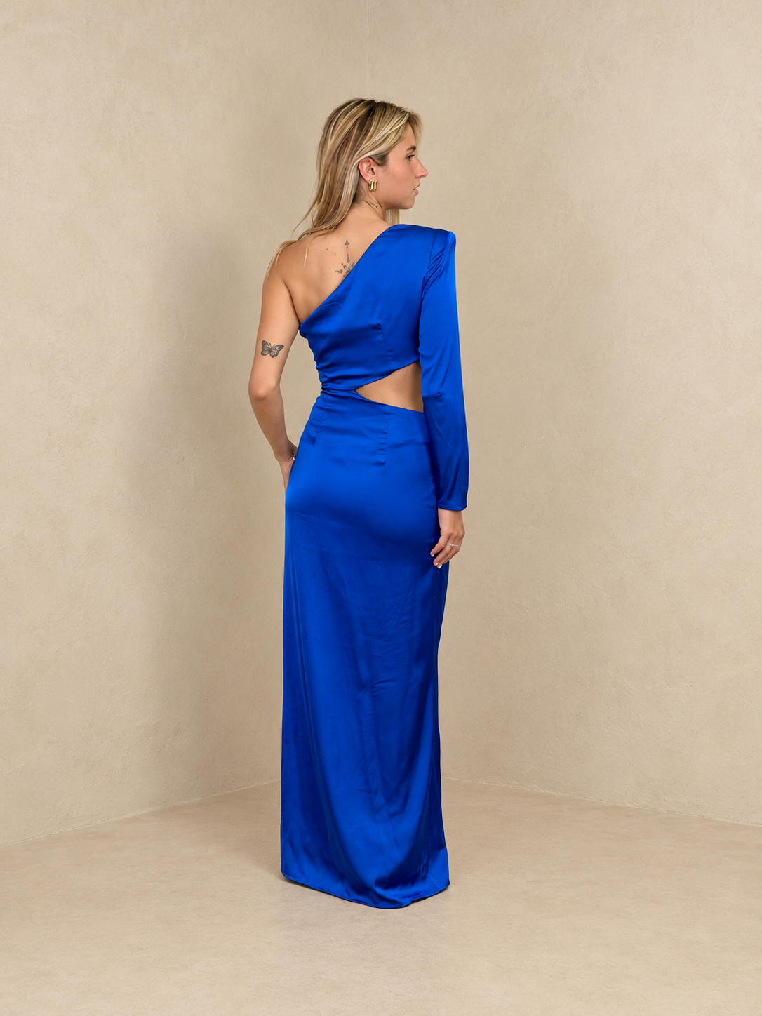 Robe longue asymétrique en satin - Bangkok