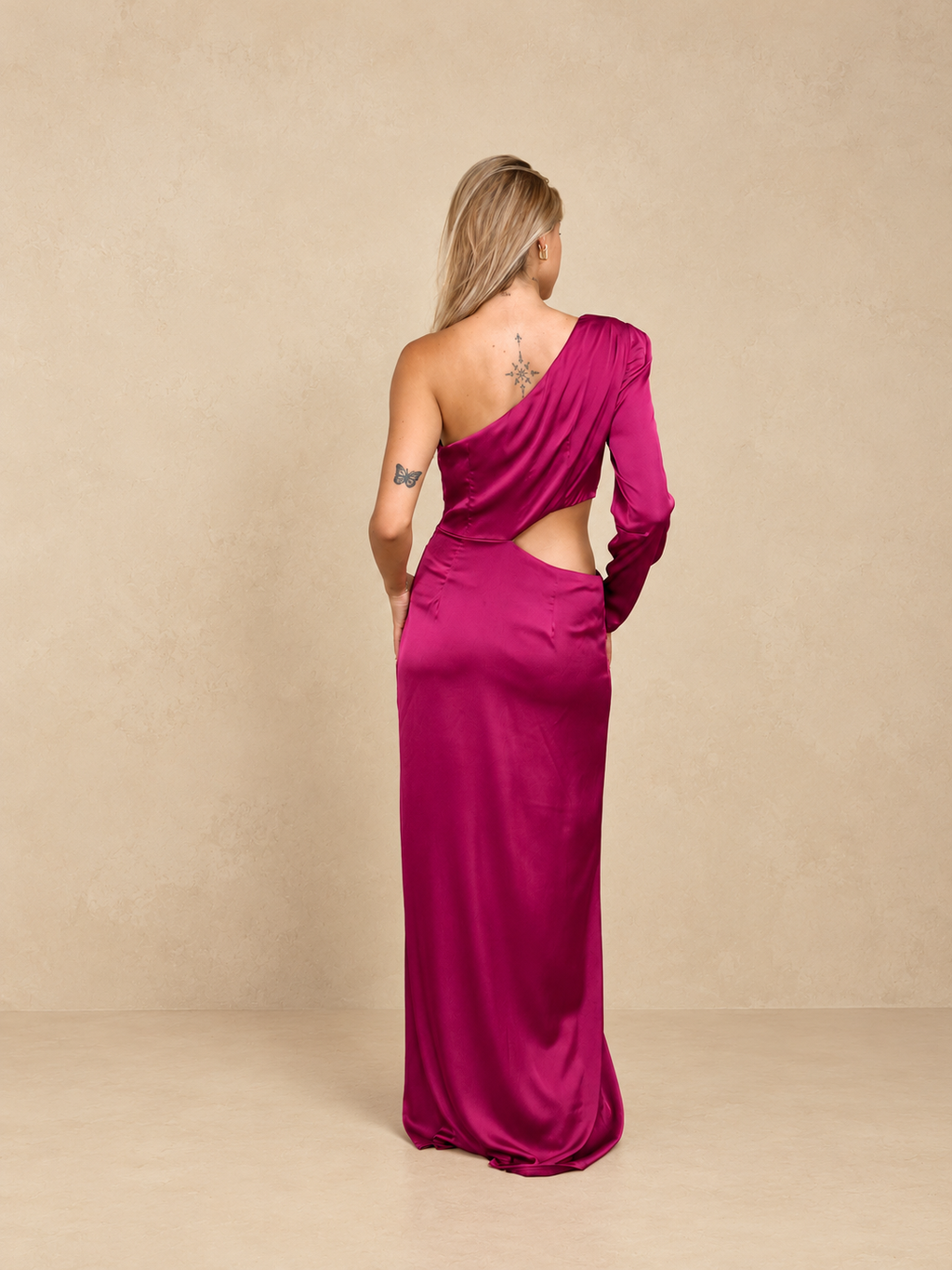 Robe longue asymétrique en satin - Bangkok
