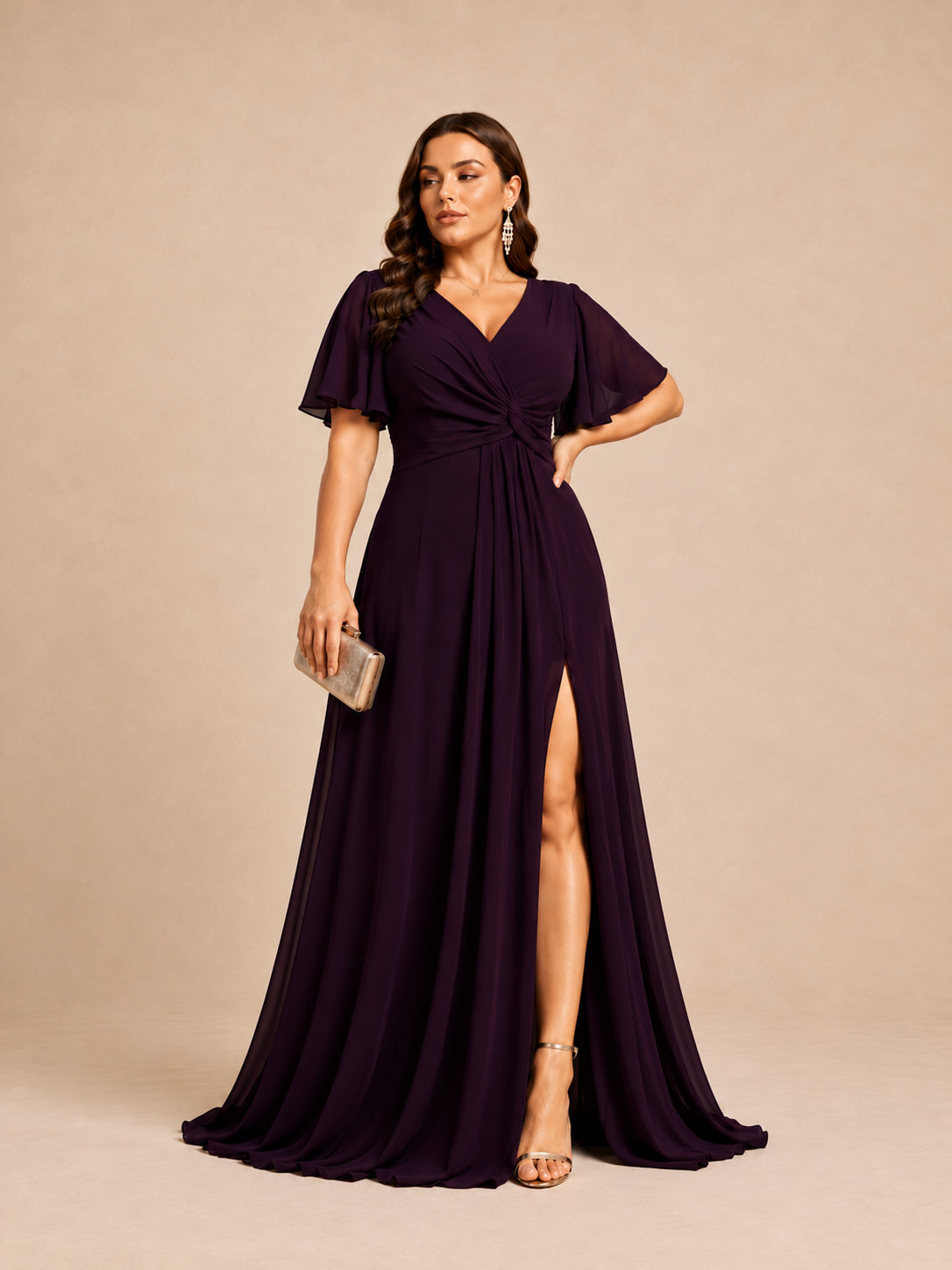 Robe longue grande taille drapée - Tallinn