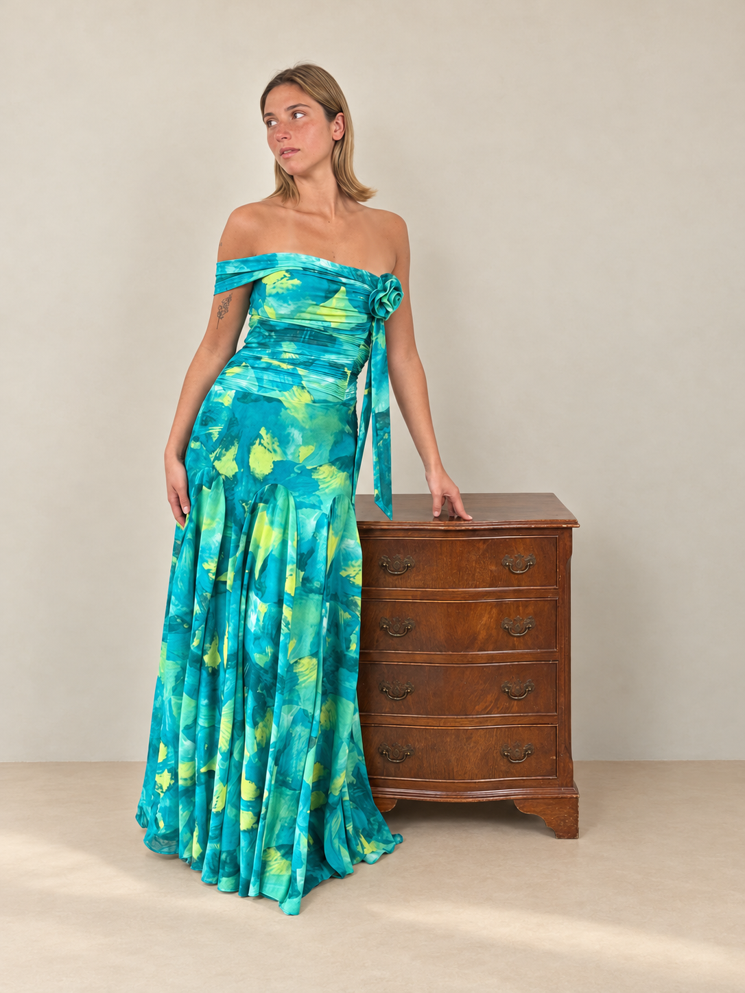 Robe longue imprimée à fleur - Shizuoka