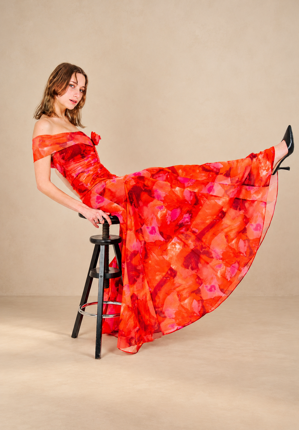 Robe longue imprimée à fleur - Shizuoka