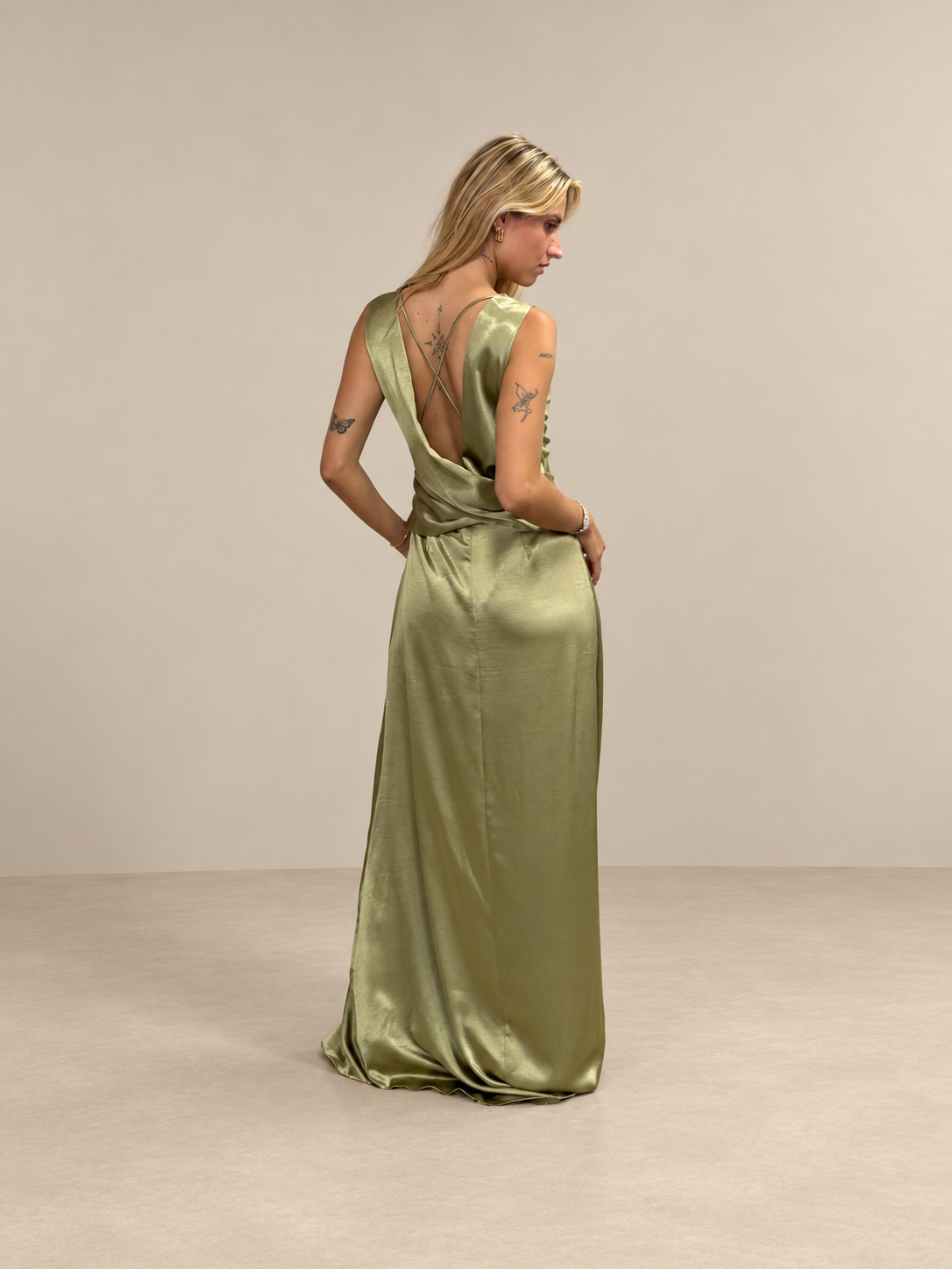 Robe longue en satin dos nu - Salamanca
