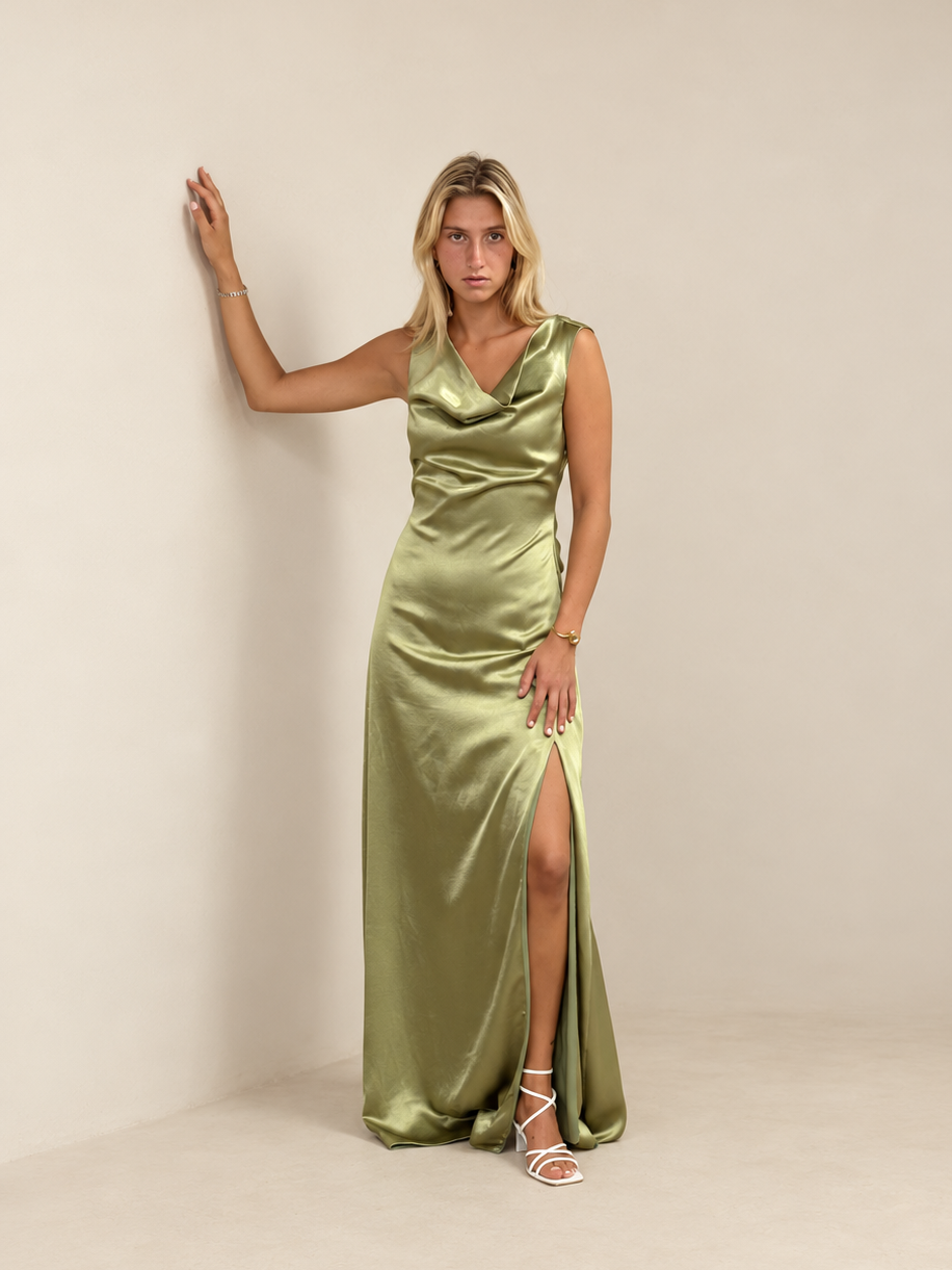 Robe longue en satin dos nu - Salamanca