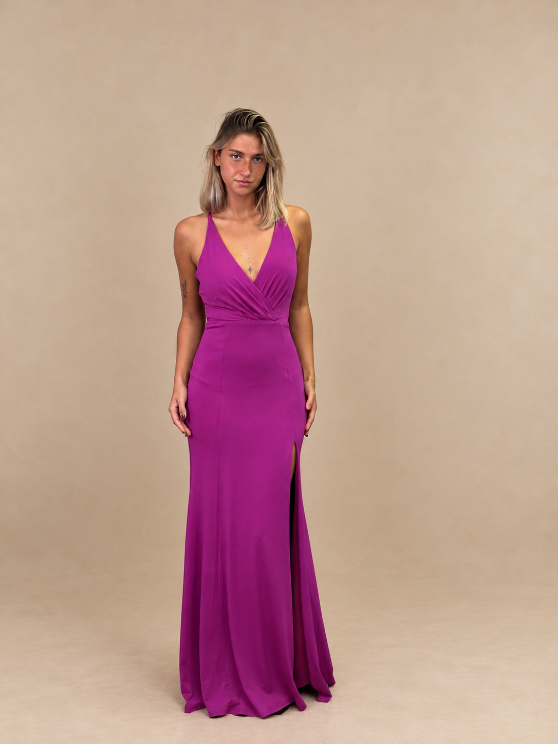 Robe de soirée longue à bretelles croisées - Riga