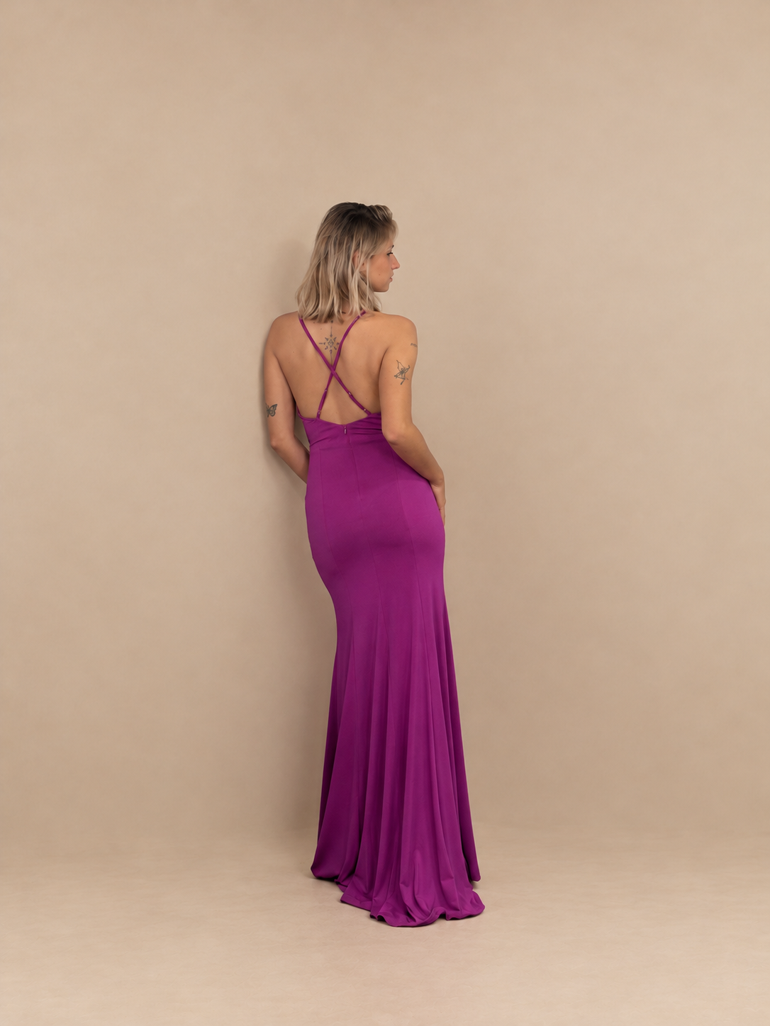 Robe de soirée longue à bretelles croisées - Riga