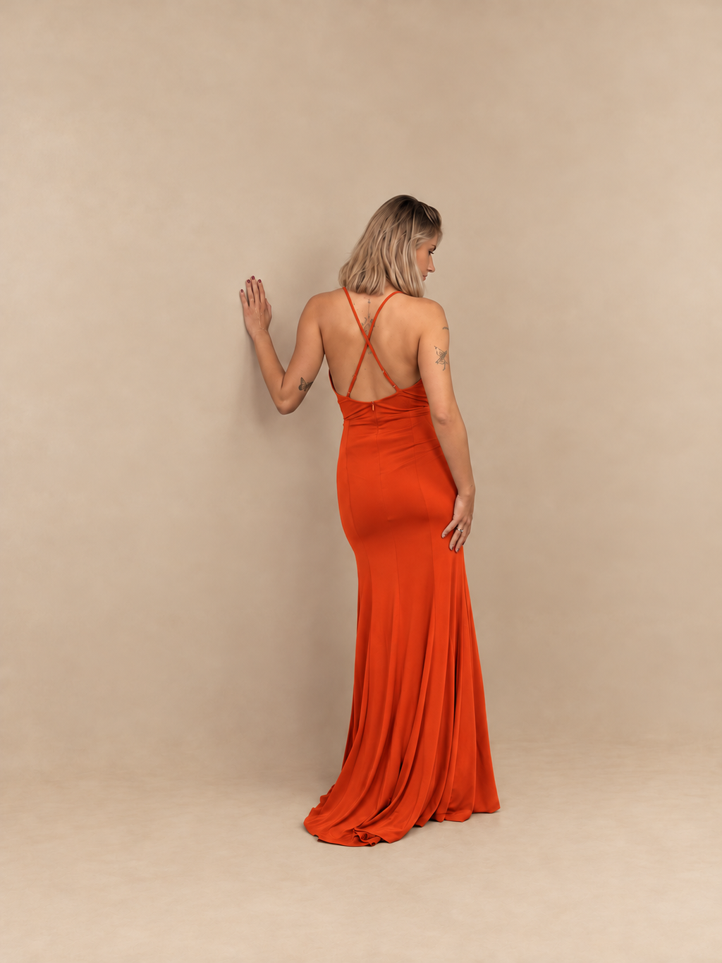 Robe de soirée longue à bretelles croisées - Riga