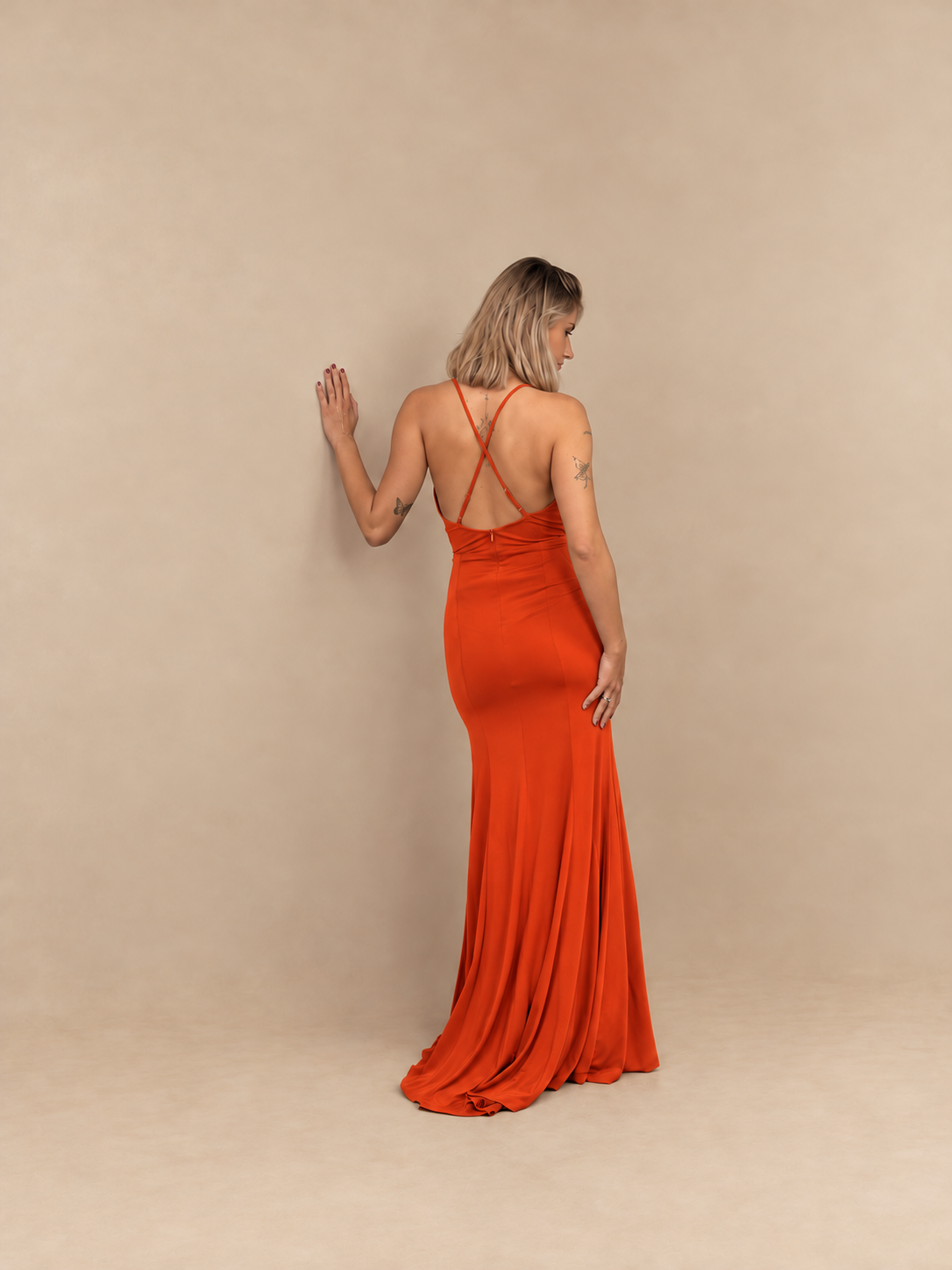 Robe de soirée longue à bretelles croisées - Riga