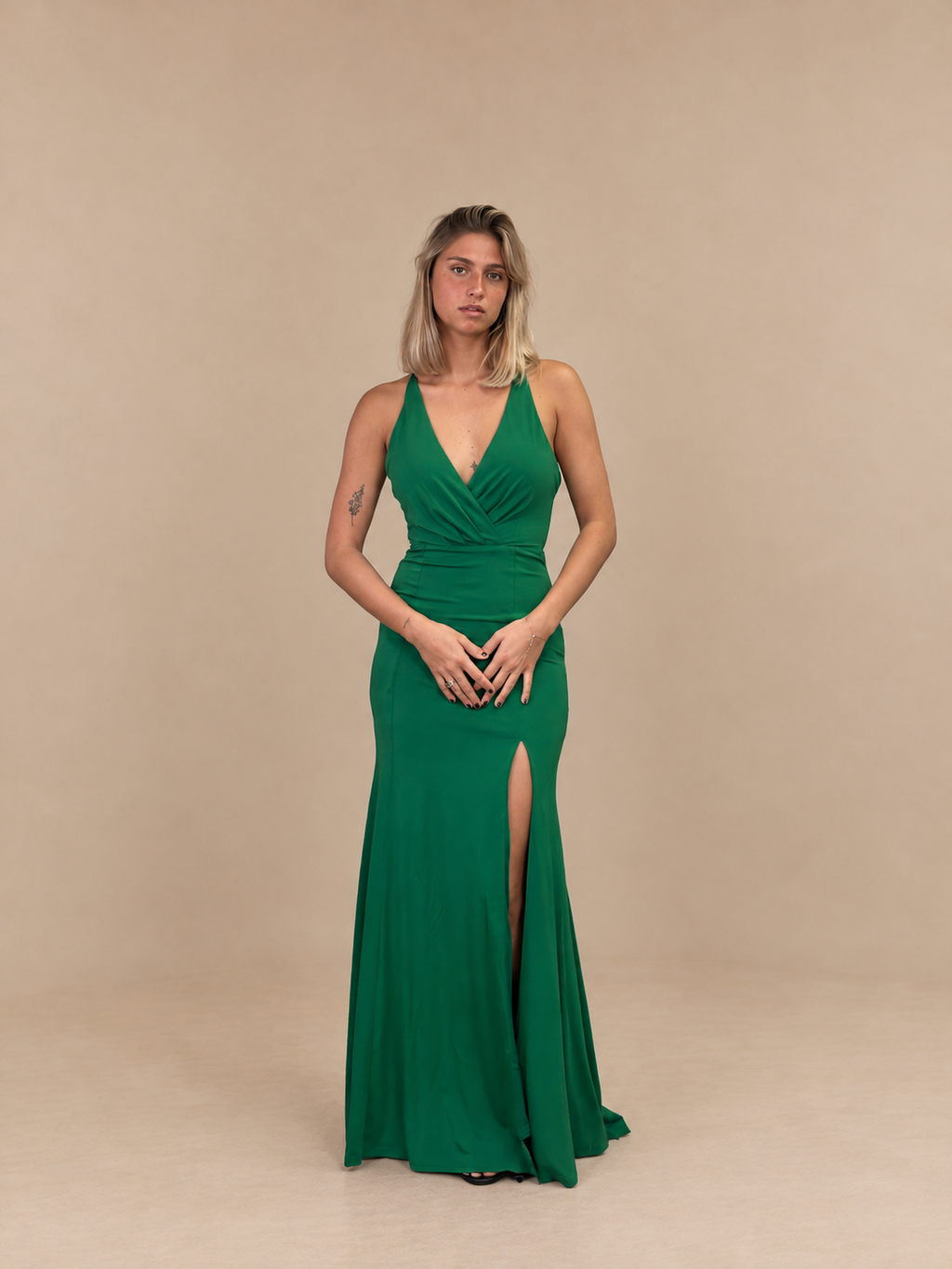Robe de soirée longue à bretelles croisées - Riga