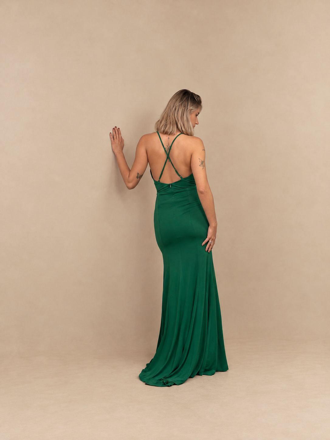 Robe de soirée longue à bretelles croisées - Riga