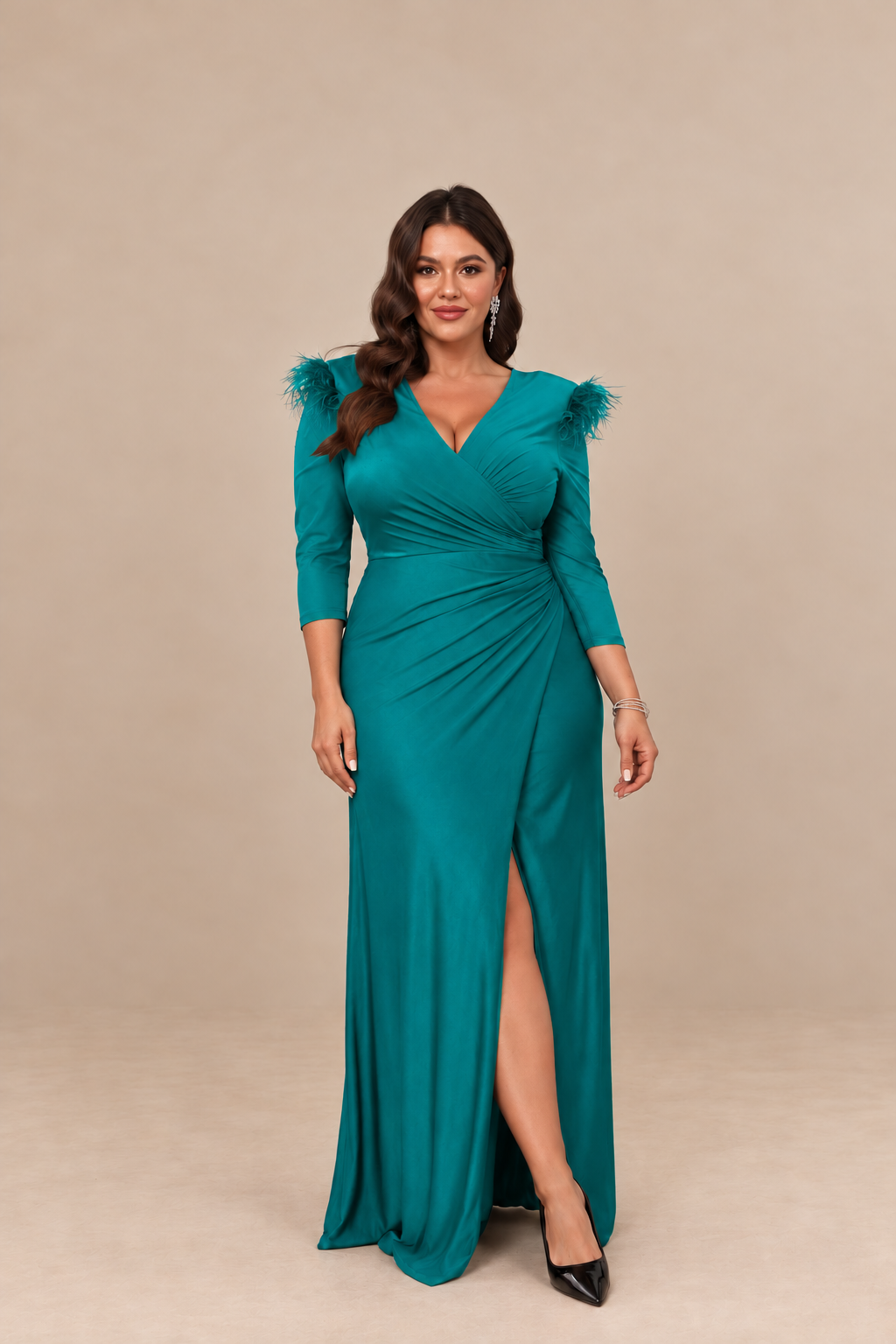 Robe de soirée longue grande taille effet satiné - Indianapolis