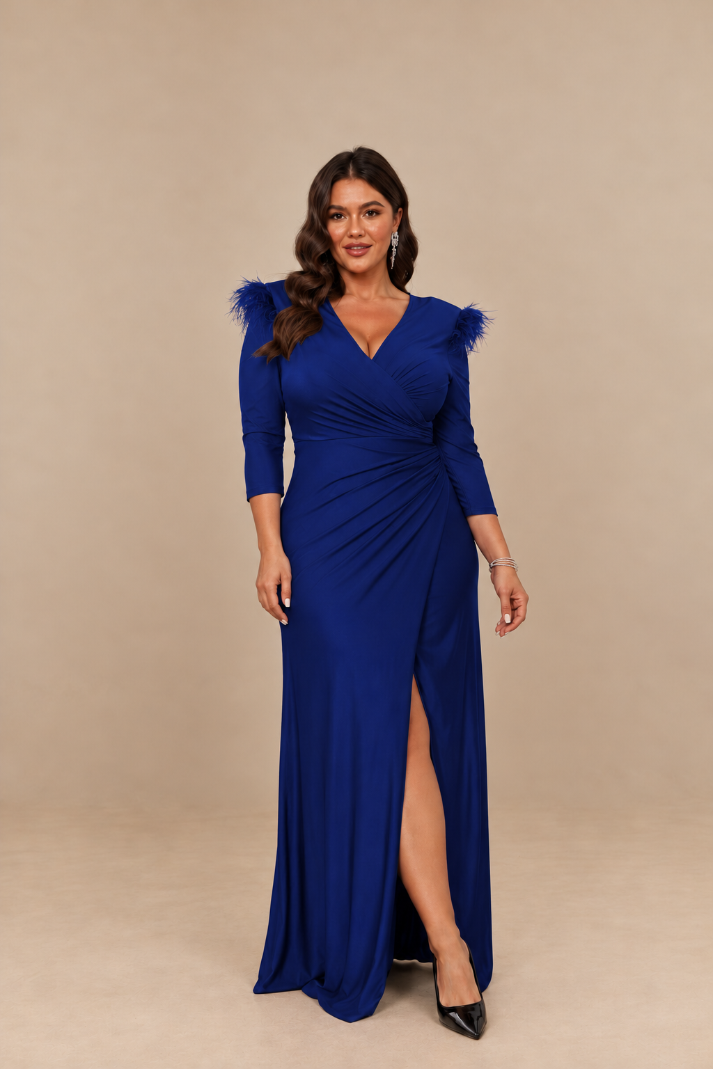 Robe de soirée longue grande taille effet satiné - Indianapolis