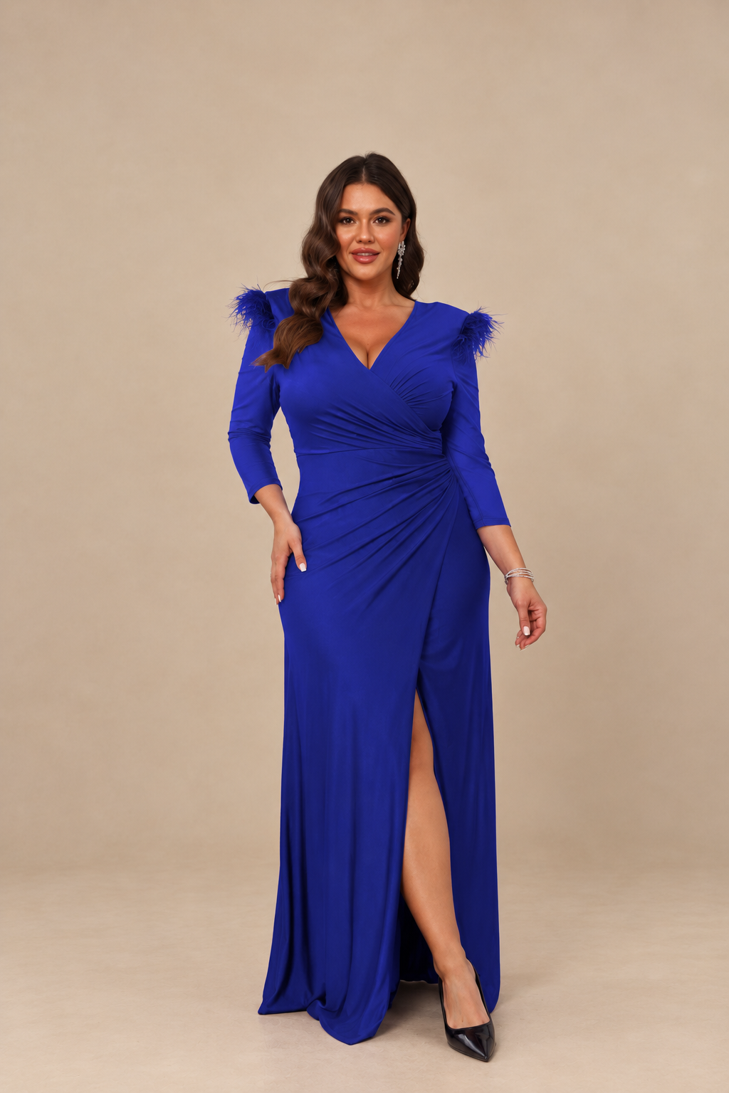 Robe de soirée longue grande taille effet satiné - Indianapolis