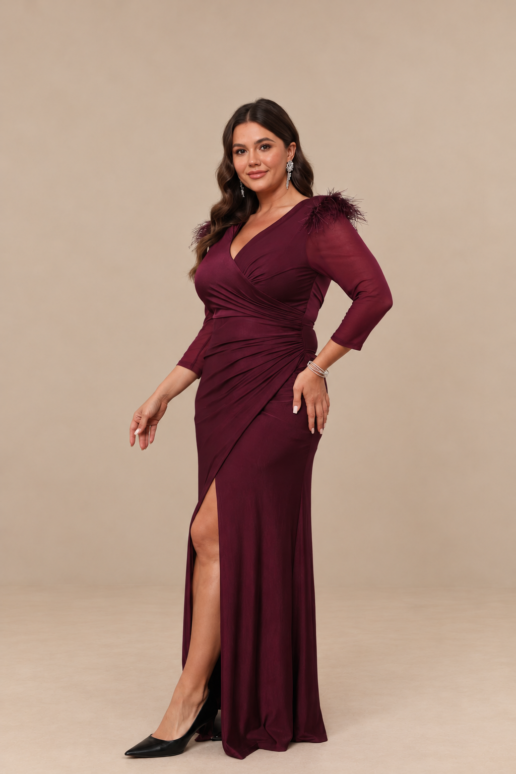 Robe de soirée longue grande taille effet satiné - Indianapolis