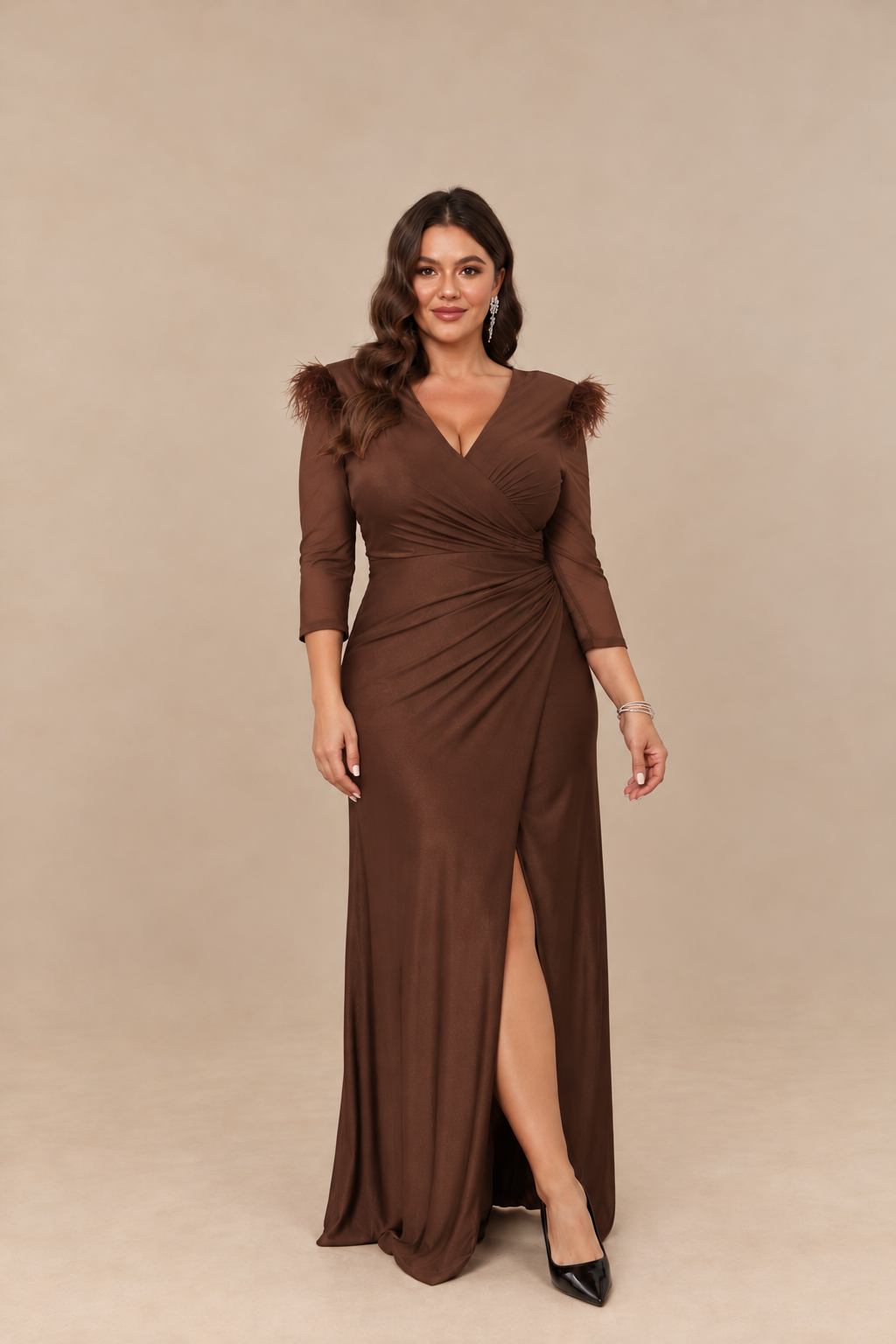 Robe de soirée longue grande taille effet satiné - Indianapolis