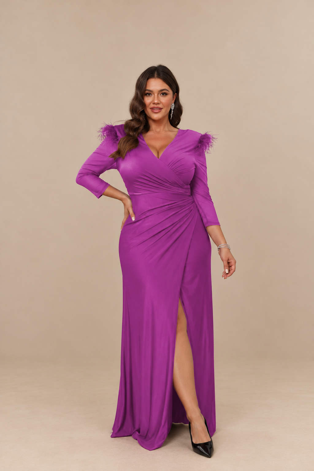 Robe de soirée longue grande taille effet satiné - Indianapolis