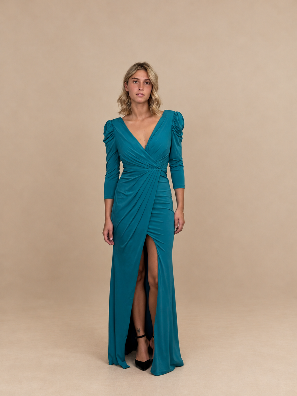 Robe de soirée longue à manches bouffantes - Accra