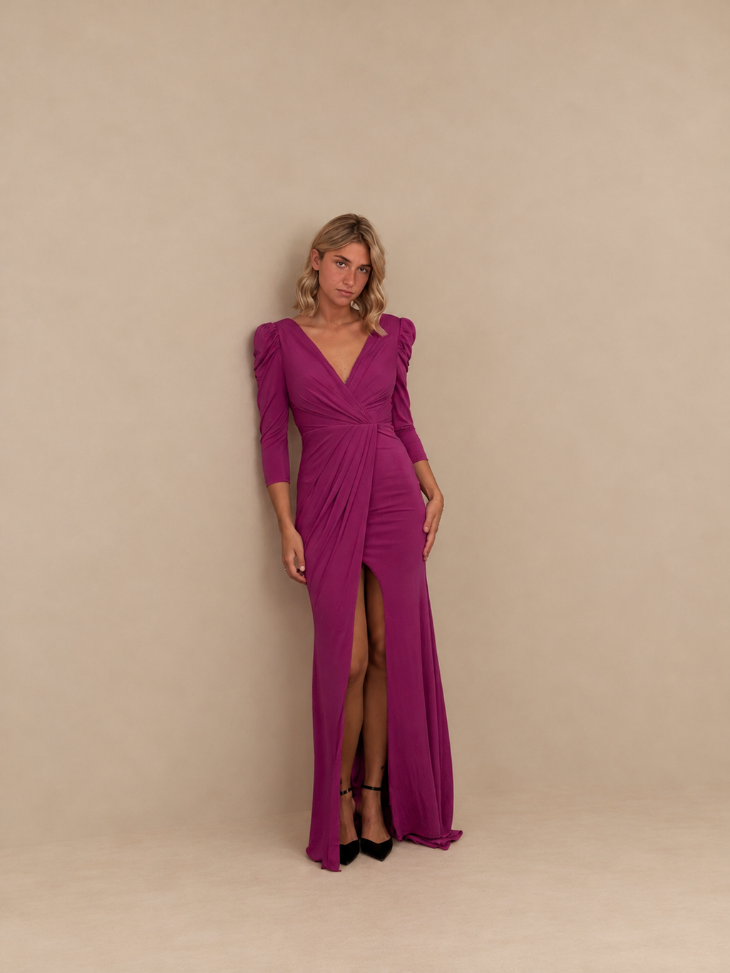Robe de soirée longue à manches bouffantes - Accra