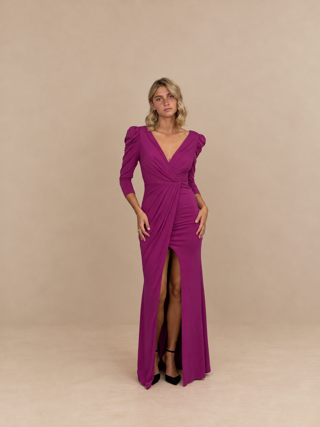 Robe de soirée longue à manches bouffantes - Accra