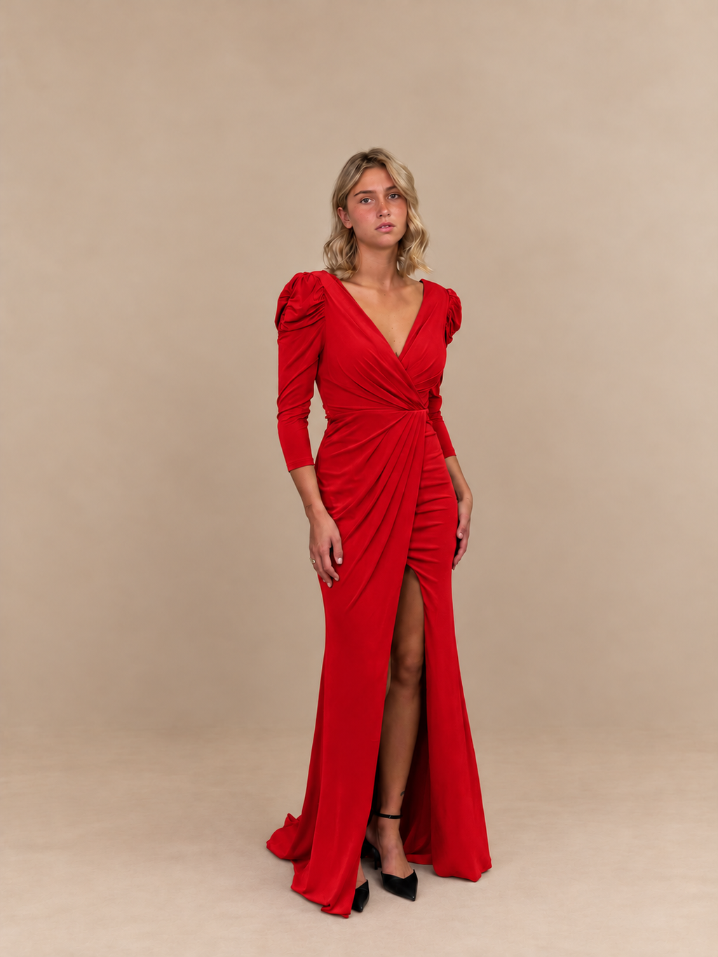 Robe de soirée longue à manches bouffantes - Accra
