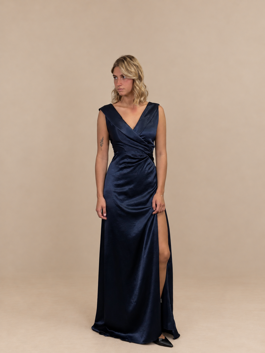 Robe de soirée longue en satin drapée - Rzgow